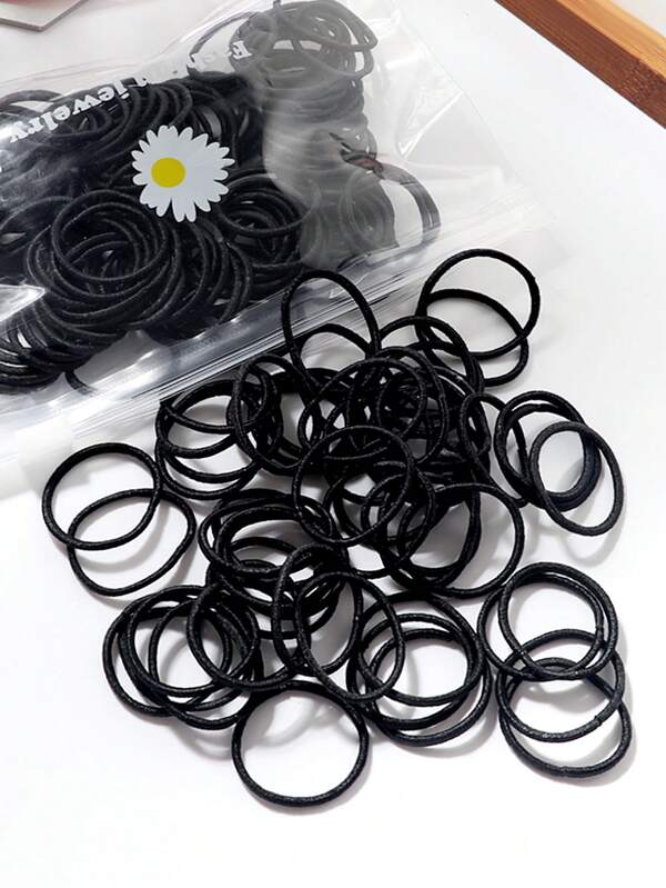 100pcs Women's Elastic Rubber Hair Ties Casual,Hair Accessories,Ponytail ,Hair Rope ,Gym Sport Outfit