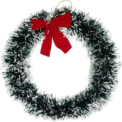 Guirlanda Festão Nevada Verde para porta com Laço Vermelho 25cm Enfeite de Natal Decoração Natalina