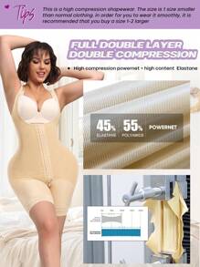拉鍊襠部的緊身衣,用於減肥手術後,高壓縮 - 杏色 - 查看 9