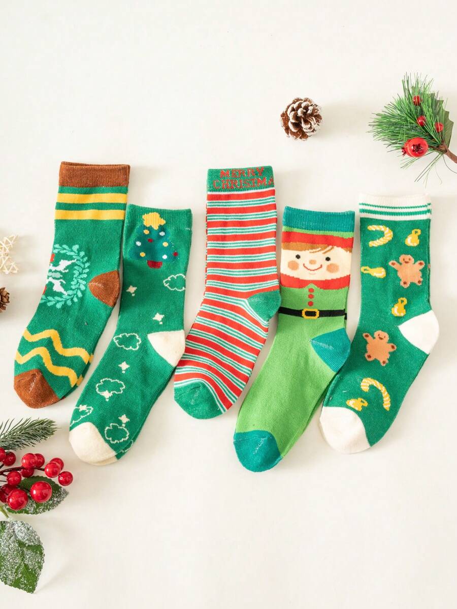 Năm Của Giáng sinh Loạt Trẻ em Vớ , Giáng sinh Phải có Hoạt hình In Vớ giữa bắp chân - Nhiều màu - Xem 1