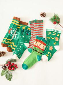 Năm Của Giáng sinh Loạt Trẻ em Vớ , Giáng sinh Phải có Hoạt hình In Vớ giữa bắp chân - Nhiều màu - Xem 2