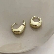 1對歐美風格金屬水滴形女式耳環,簡約時尚耳環,奢華感,適合約會 - 銀色 - 查看 3