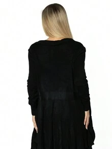 Suéter Cárdigan Largo abierto Dama Mujer - Negro - Ver 4