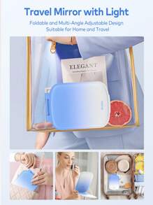 Llano Portable Makeup Mirror LED With Lighting Fluorescent Mirror Folding Storage Beauty Mirror-Blue, Compact Mirror, Pocket Small Vanity Mirror, Living Room Home Bedroom Bathroom House Decor, Travel Stuff, Wedding, Party, Birthday, Gifts For Men Mom Dad Best Friends Teacher, New Years, Accessories, Funny Gift - Baby Blue - View 8