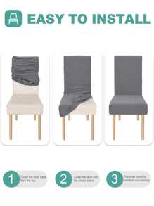 1pc High Waterproof Elastic Dining Chair Cover, Four Seasons Modern Polyester Washable Dustproof Chair Protector For Restaurant And Hotel - Grey - View 8