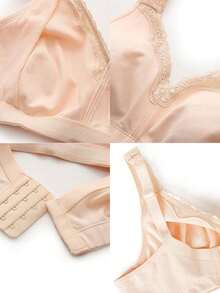Sujetador de mujer talla grande sin aros ropa interior de puro algodón - Albaricoque - Ver 4