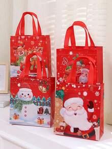 1個印花無紡布禮品袋,聖誕糖果包裝,派對用品,生日外出手提袋