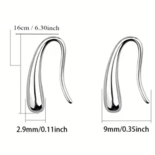 1件/套豪華簡約水滴設計吊環耳環,時尚女性/女孩禮物 - 銀色 - 查看 2