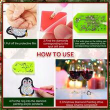 8 件 DIY 钻石画圣诞酒杯装饰，双面粘合亚克力材料水晶圆形钻石，适用于圣诞装饰、家居和酒店圣诞派对礼物，尺寸：3 厘米 * 4 厘米/1.18 英寸 * 1.57 英寸