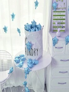 20/50/100入組小型5吋星形氣球,銀色和淺藍色鋁箔氣球,鋁箔氣球女性女孩情人節生日婚禮求婚新娘單身派對裝飾,嬰兒淋浴派對花蛋糕裝飾,訂婚派對裝飾,周年慶祝用品