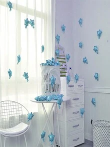 20/50/100入組小型5吋星形氣球,銀色和淺藍色鋁箔氣球,鋁箔氣球女性女孩情人節生日婚禮求婚新娘單身派對裝飾,嬰兒淋浴派對花蛋糕裝飾,訂婚派對裝飾,周年慶祝用品