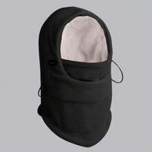 1pc Men's Winter Cycling Cap With Ear Protection, Warm Fleece Hat For Outdoors - Black - View 1