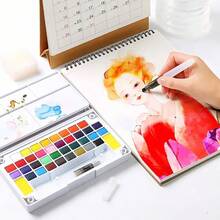 1入組seamiart 12/18/24/36 色固體水彩與調色盤,便攜式水彩盤 - 彩色 - 查看 7