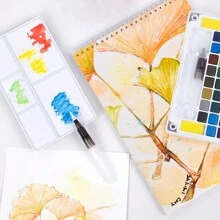 1入組seamiart 12/18/24/36 色固體水彩與調色盤,便攜式水彩盤 - 彩色 - 查看 6