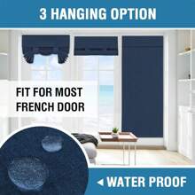 French Door Curtains Linen Textured Privacy French Door Blinds Kitchen Window Curtains Waterproof Room Darkening Curtains For Glass Door Tie Up Shade For Bedroom, 1 Panel - 海軍藍 - 查看 7