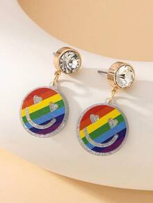 1pair Creative expression Rainbow Star Pendant Earrings - Multicolor - View 2