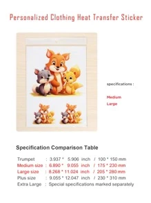 1 Big And 2 Small Lovely Squirrel Cartoon Designs Diy Clothes T-Shirt Heat Transfer Stickers - color - View 2