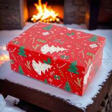 Cajas Para Regalos Con Decoración De Navidad - ARBOLES ROJA - Ver 3