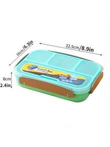 1個防漏可愛午餐盒,附刀具和小吃盒,微波爐安全食品儲存容器(粉紅色,綠色,藍色),適用於辦公室和學校午餐