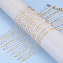 10入組流行2mm不銹鋼十字/o設計鍊條項鍊,適用於diy珠寶製作 - 銀色 - 查看 4