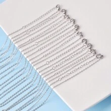 10入組流行2mm不銹鋼十字/o設計鍊條項鍊,適用於diy珠寶製作 - 銀色 - 查看 5