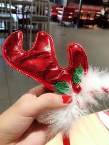 1入隨機顏色和款式的聖誕頭飾,可愛的鹿角頭箍適用於女孩化妝與發型配飾,節日氛圍