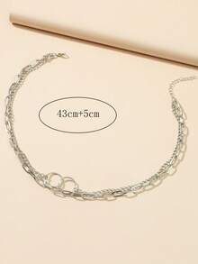 1 Miếng Nhẫn trang trí Vòng cổ nhiều lớp - Bạc - Xem 2