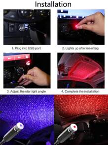 Usb星空車內激光氛圍燈,室內/室外投影燈,車用環境燈 - 查看 7