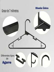 Ganchos Para Ropa Color Negro 100 Piezas. Originales - Negro - Ver 3