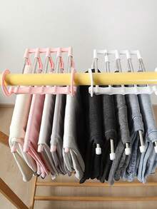 Percha Multifunción Para Pantalones Con Soporte Mágico Para Pantalones De Acero Inoxidable, Plegable, Para Colgar Vertical Y Horizontalmente - Rosa - Ver 1