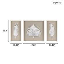 Framed Rice Paper Palm Leaves 3-piece Shadowbox Wall Decor Set - Beige - View 8