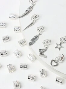 26 件银色交叉发带，女士复古辫子发夹，节日发型配饰，学校用品