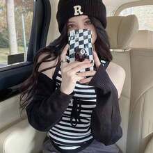 1件装女士针织帽冬季高腰韩版时尚圆脸百搭防寒保暖显小脸