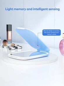 Llano Portable Makeup Mirror LED With Lighting Fluorescent Mirror Folding Storage Beauty Mirror-Blue, Compact Mirror, Pocket Small Vanity Mirror, Living Room Home Bedroom Bathroom House Decor, Travel Stuff, Wedding, Party, Birthday, Gifts For Men Mom Dad Best Friends Teacher, New Years, Accessories, Funny Gift - Baby Blue - View 6