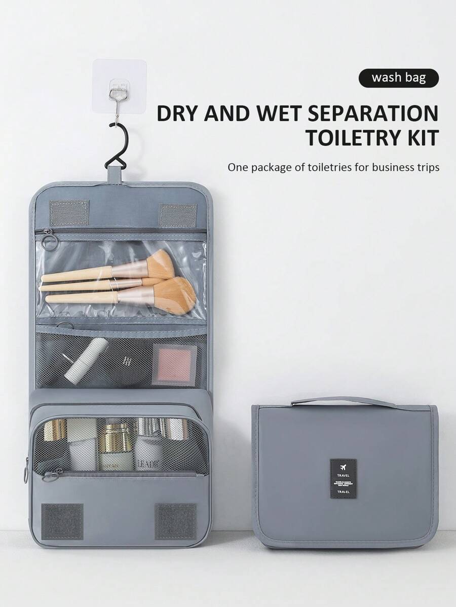 1入掛鉤化妝包,收納袋,浴室收納袋,防水洗漱袋,適用於家庭或旅行洗漱,游泳池洗浴