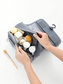 1入掛鉤化妝包,收納袋,浴室收納袋,防水洗漱袋,適用於家庭或旅行洗漱,游泳池洗浴