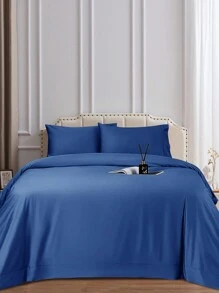 Bamboo Bed Sheets Set 4 Piece, 1800 Thread Count Super Silky Soft Sheet, 16 Inch Deep Pocket Breathable Sheet Set, Machine Washable- King/Queen - Navy Blue - View 7