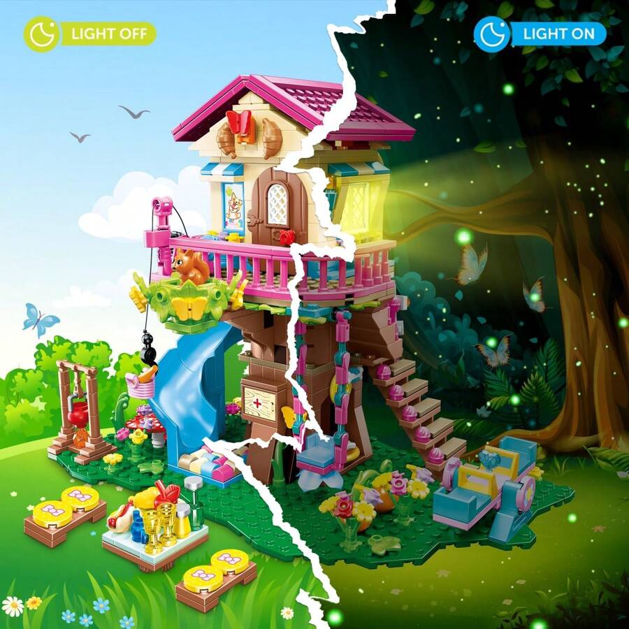 Tree House Building Blocks Toy With LED Light 622 Pieces Tree House