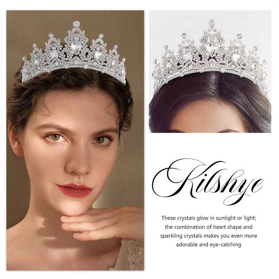 Unicra Baroque Crown Queen Crowns Rhinestone Vintage Tiara with Comb Wedding Tiaras Headband for