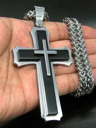 1 Pièce De Collier De Pendentif Croix De Mode De Luxe Pour Homme, Accessoires De Bijoux À La Mode Hip-hop, Bijoux De Collier Pour Hommes Et Femmes