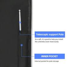 1pc Patio Umbrella Cover, Sunshade Cover - Black - View 4