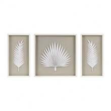 Framed Rice Paper Palm Leaves 3-piece Shadowbox Wall Decor Set - Beige - View 1