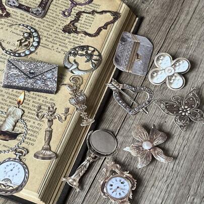 30pcs Vintage Distressed Hollow Out Hard Card For Diy Scrapbooking, Journaling And Decorative Use, Non-Sticky Back To School