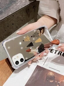 1pc Simple Style Acrylic Electroplated Mirror Christmas Tree & Snowflake Pattern Phone Case Compatible With IPhone