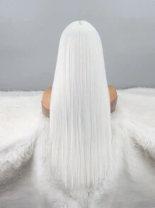 28inch Long White Straight Wig With Bangs - White - View 5