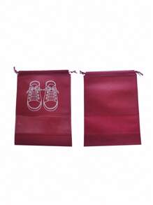 件紅色 M 號抽繩袋鞋子收納鞋收納袋不織布旅行便攜式衣櫃袋防水口袋服裝透明掛袋鞋盒不織布鞋子收納袋便攜式節省空間衣櫃收納袋旅行袋防水口袋懸掛組織