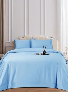 Bamboo Bed Sheets Set 4 Piece, 1800 Thread Count Super Silky Soft Sheet, 16 Inch Deep Pocket Breathable Sheet Set, Machine Washable- King/Queen - Lake Blue - View 7