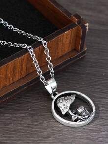 1條時尚簡約復古蘑菇吊墜項鍊,古銀色月亮鍊項鍊,派對珠寶禮品