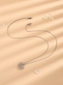 Rhinestone trang trí cỏ ba lá quyến rũ vòng cổ - Bạc - Xem 6