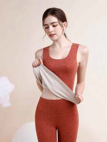 女式冬季保暖背心,無縫內衣,基本款無袖衫